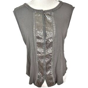 🌸AEO- Gray Button Down Sequence Front Dressy Tank- Size L